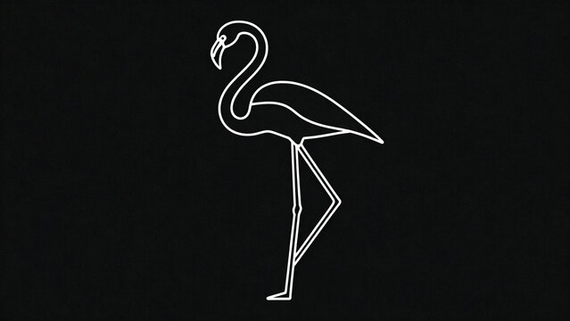 Simple flamingo bird outline icon featuring a standing tropical bird in clean line art style. Ideal for wildlife themes, animal symbols, nature projects, apps, branding, educational materials