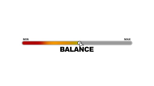 Minimalist balance scale design featuring a gradient slider from min to max for business and finance on a gray background, 4k