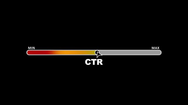 Smooth 4k animation of ctr progress bar moving from minimum to maximum for business analytics and digital marketing presentations