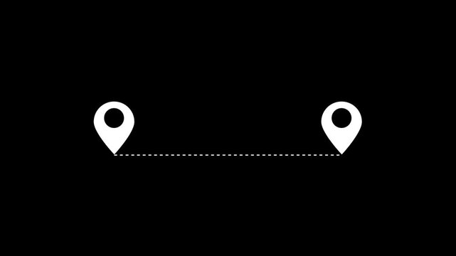 Location Point Connection with Lines, Location Pin Pointer on white background. 4K Video