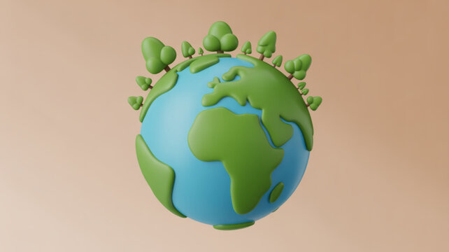 Earth with green trees on top symbolizing eco friendly planet and environmental conservation