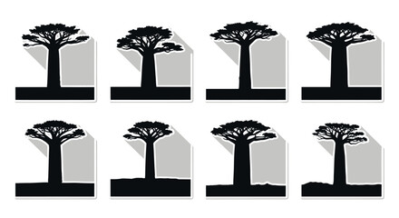 Six baobab trees with cast shadows a striking silhouette © Muskan