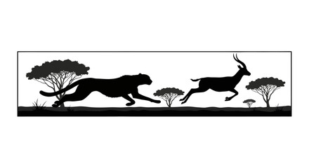 African wildlife in motion a cheetah chasing a gazelle silhouette © Muskan