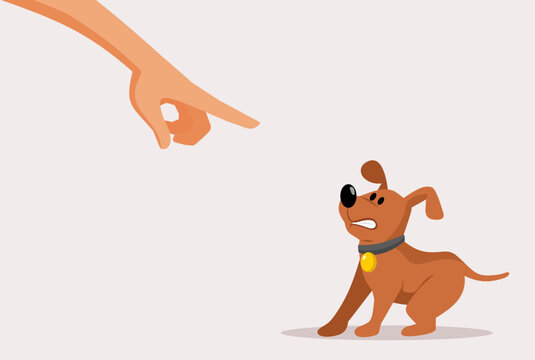 Dog Owner Scolding his Pet Friend Vector Illustration. Pet owner scolding a naughty puppy during obedience training 