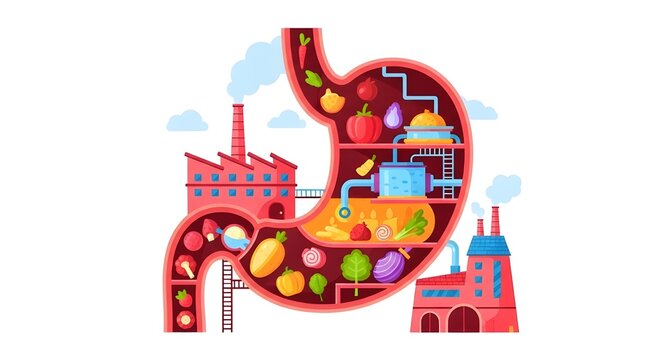 Human Stomach as Food Processing Factory Concept
