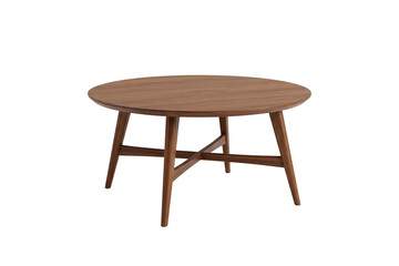 Fototapeta premium Classic, minimalist mid-century modern style round coffee table isolated on transparent background, PNG