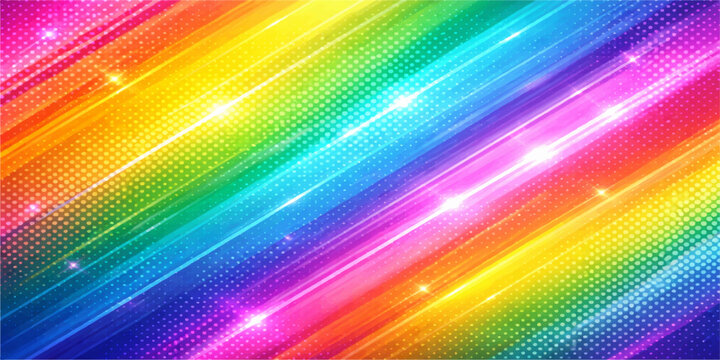 Bright abstract colorful rainbow background featuring a digital spectrum pattern with vibrant light stripes and a seamless texture design for a creative wallpaper illustration