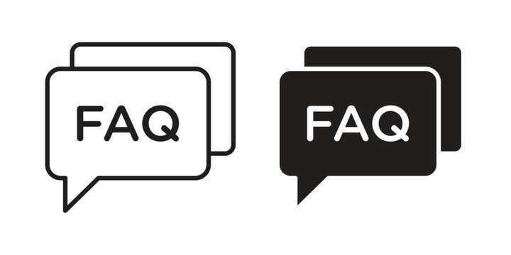 FAQs icon, line pictogram on white.