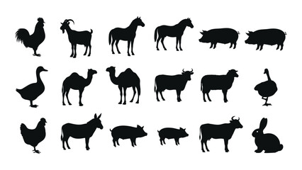 Black silhouettes of various farm animals © SILHUETTECHEMBER