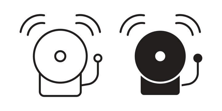 Fire alarm icon, line pictogram on white.