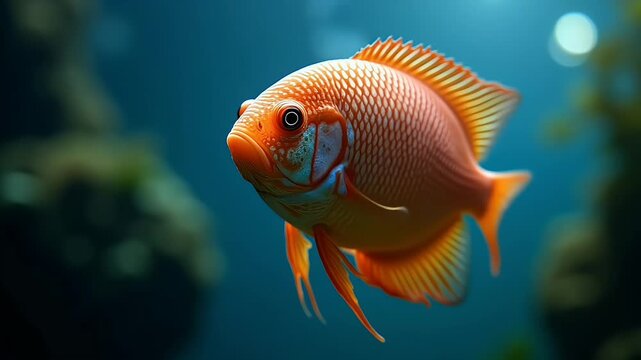 Vibrant Orange Fish Swimming Gracefully Underwater in Clear Ocean Environment