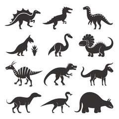 Twelve dinosaur species shown in a variety of shapes © Xihan