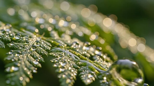 Water droplet on fern leaf macro nature