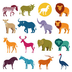 Obraz premium Colorful vector animals pattern in flat graphic style design