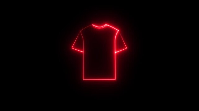 t-shirt icon with a glowing neon black background, Motion graphics of t-shirt design concept