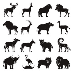 Obraz premium Diverse animal silhouettes in a bold graphic composition