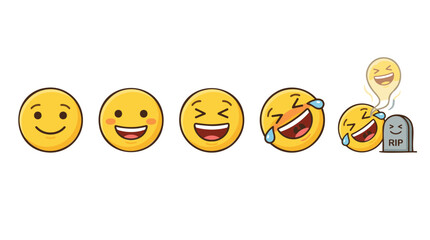 Naklejka premium Hilarious Laughter Emoji Evolution to Laughing to Death Concept
