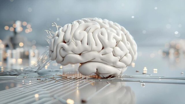 Advanced artificial intelligence with glowing components. Cuttingedge cognitive system featuring luminous circuits and intricate links