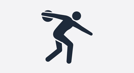 Obraz premium Athletic pictogram of a discus thrower in silhouette, representing sports, competition, and athletic achievement on a clean background.