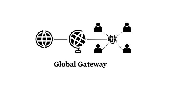 Global gateway network connecting international business people communication symbolizing worldwide internet access for remote work