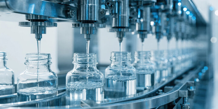 Pharmaceutical industry sterile glass vial filling line with liquid production and quality