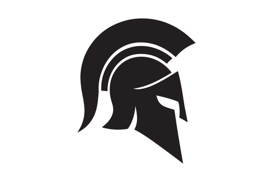 Black spartan helmet icon isolated on white background. Ancient greek warrior gladiator helmet vector illustration.
