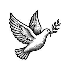 Fototapeta premium Dove Flying with an Olive Branch Symbol of Peace and Hope