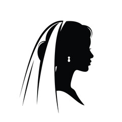 Elegant Bride Silhouette with Veil and Earrings Profile Portrait © Rashedul Haque Sakib