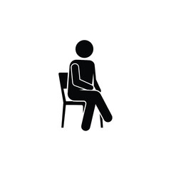 Fototapeta premium Person Sitting on Chair in Simple Black Silhouette Design
