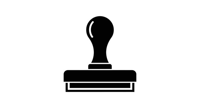 Rubber Stamp Icon Black Silhouette.
