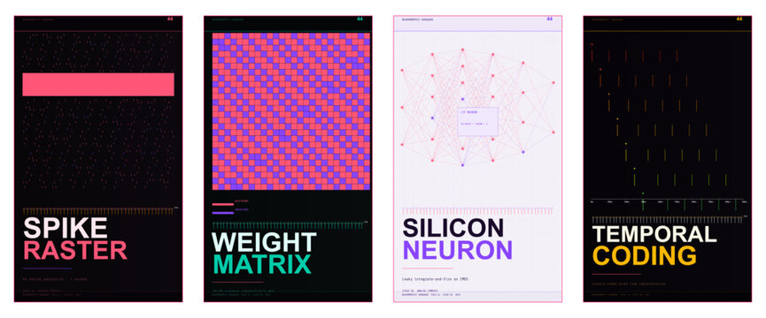 Neuromorphic Hardware Magazine Cover, Spike Raster Design, Brain-Inspired Computing Editorial Template, Spiking Neural Network Poster Layout, Synapse Map Aesthetic Print, Silicon Neuron Cover Design, 