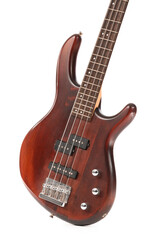 Obraz premium Brown electric guitar on white background