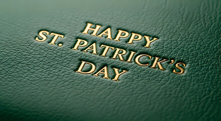 Happy St. Patrick's Day greeting on luxurious green leather