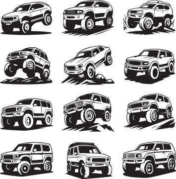 UTV offroading social club logo design vector mini set art