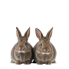 Obraz premium Two cute baby rabbits on white background