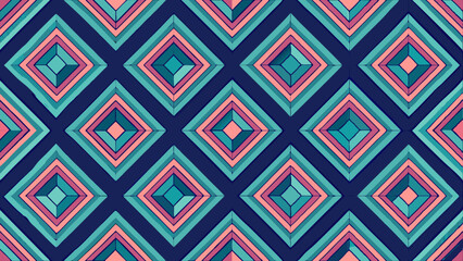 Obraz premium Geometric Diamond Pattern With Retro Color Palette Background