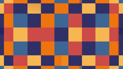 Fototapeta premium Colorful geometric square pattern in blue, orange and red