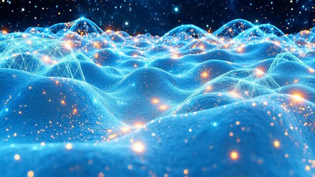 Abstract digital wave with glowing nodes