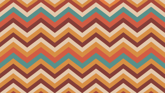 Retro zigzag pattern with warm earthy autumnal tones