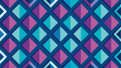 Geometric diamond pattern with teal, purple, and blue hues