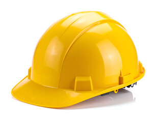 Fototapeta premium Yellow protective headgear for safety on construction sites