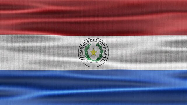 Paraguay flag waving in the wind with high quality fabric texture