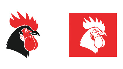 A black and red rooster head logo with a white outline © SILHUETTECHEMBER