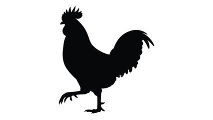 A black silhouette of a rooster standing on one leg © SILHUETTECHEMBER