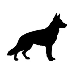 Silhouette of a dog with a white background