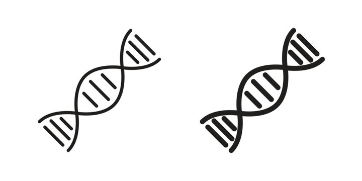 DNA icon black, line, flat vector, isolated illustration.