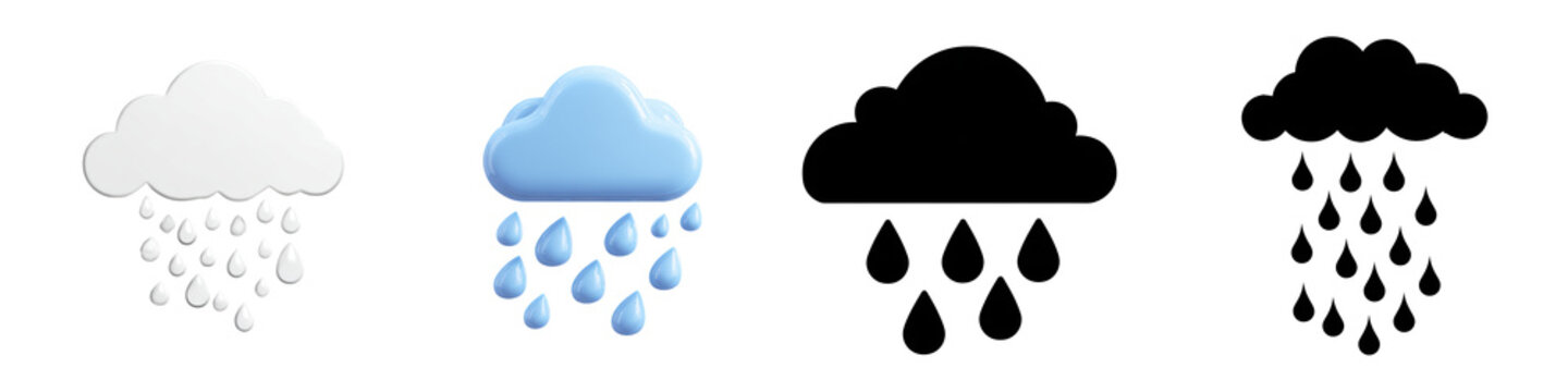 Die cut rain and cloud icon animation png in weather forcast topic.