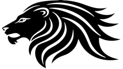 Fototapeta premium Majestic Lion Head Silhouette Emblem, A Powerful Symbol of Courage and Royalty