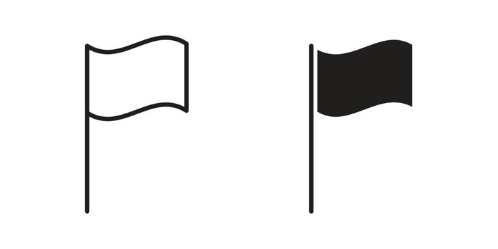 Flag icon black, line, flat vector, isolated illustration.