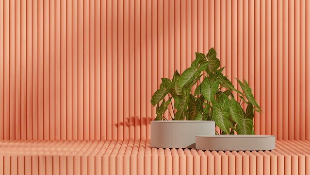 curved wall, 3d image render template mockup ceramic texture curved cylinder in landscape